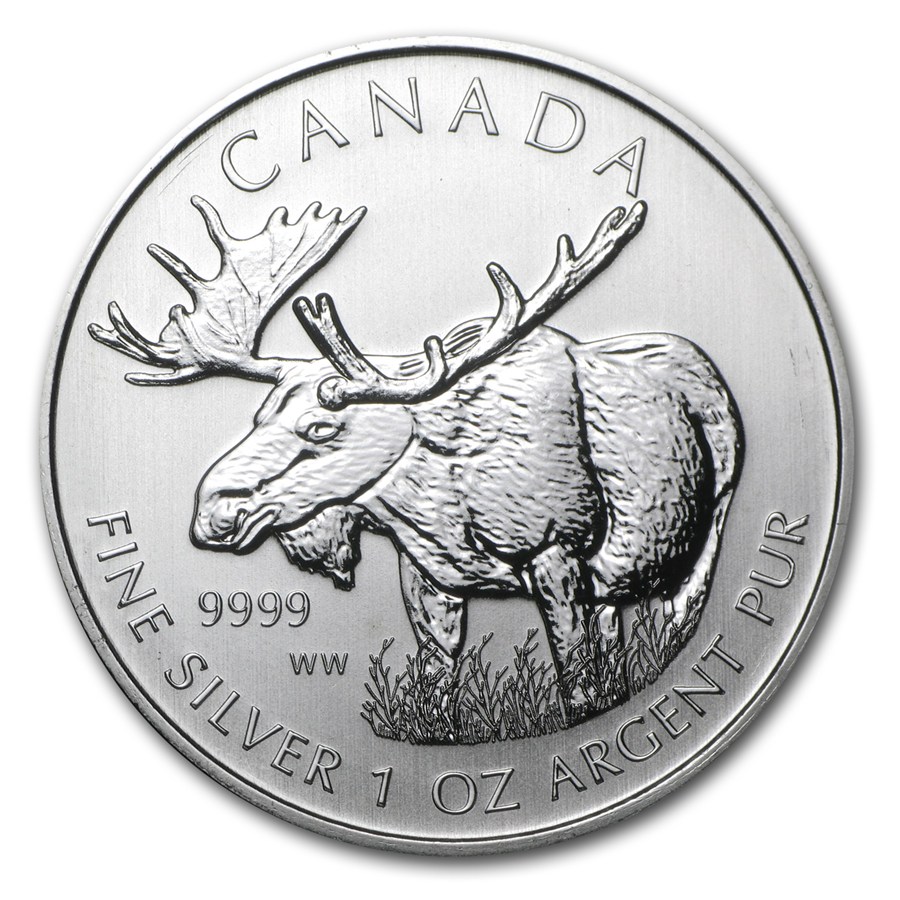 CANADA 2012 $5 Silver Maple Leaf - Canadian Wildlife Series - Moose - 1oz Fine Silver Coin - #3 in Series