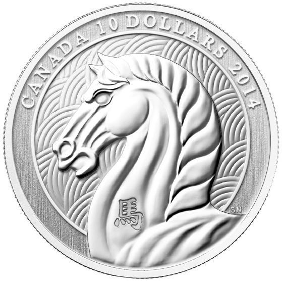 CANADA 2014 $10 Year Of The Horse 1/2oz Fine Silver Coin